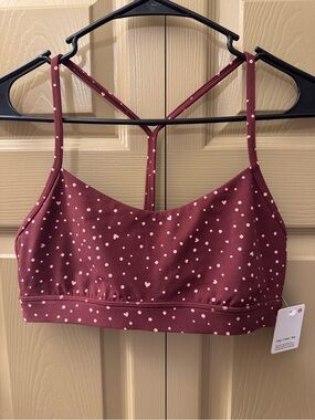 lululemon athletica Burgundy Bralette with Pink Heart Dot Print